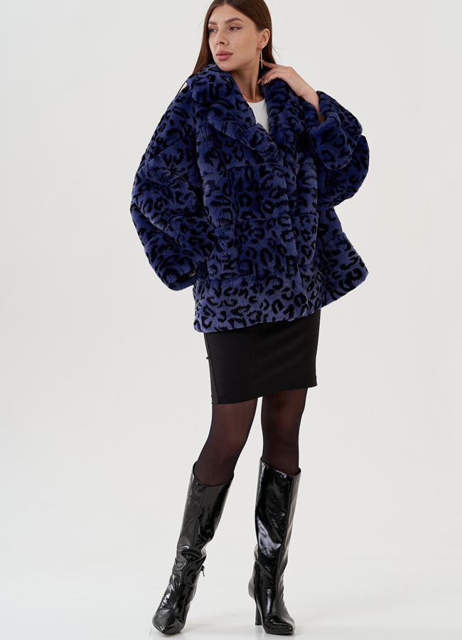 фото Укороченная шуба из кролика  модель № 81495