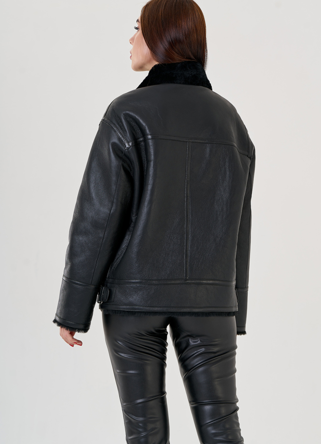 Женская дубленка косуха   модель № 844360 универмаг малина