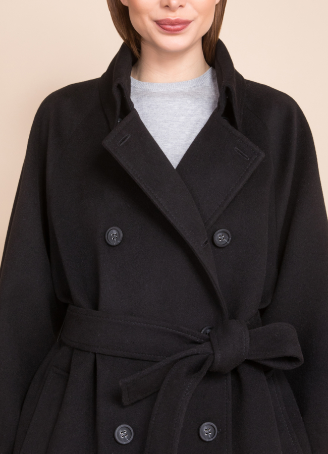 Женское пальто черного цвета Electra Style модель № 21308 универмаг малина