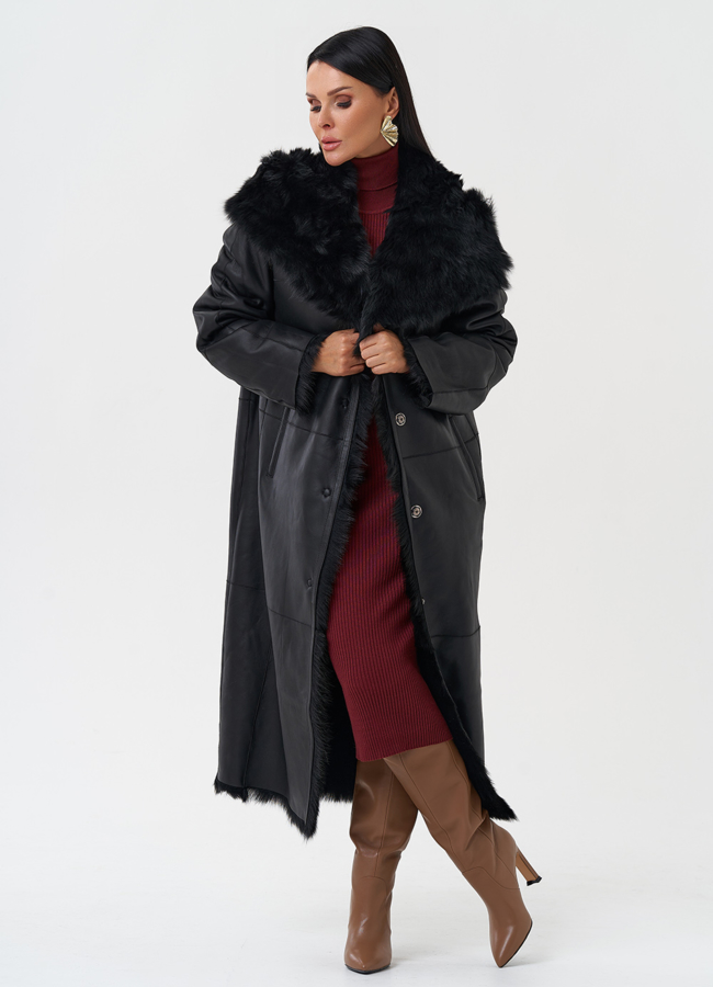 Дубленка с отделкой из тосканы модель № 28702 универмаг малина