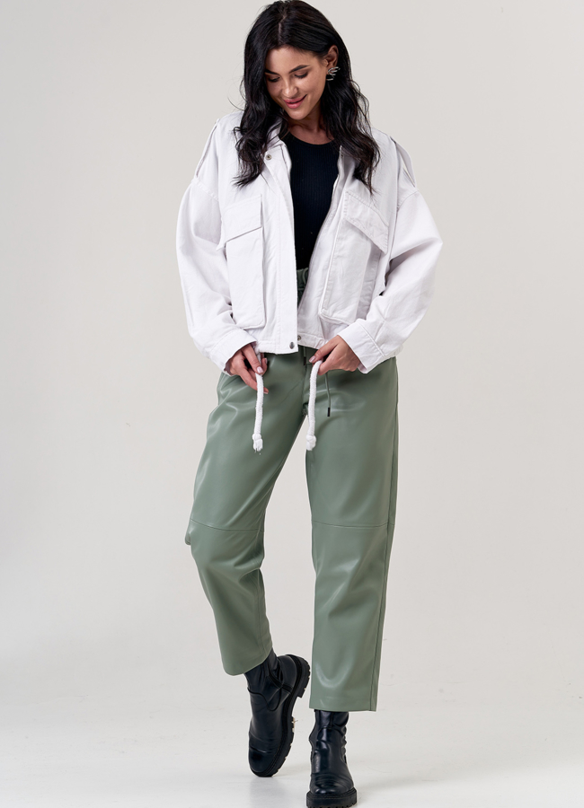 Куртка джинсовая белого цвета модель № 21180 в кредит