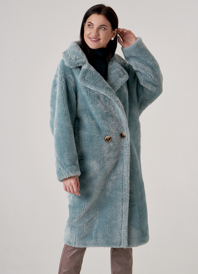 Пальто из эко меха с английским воротником  модель № 8257 в рассрочку