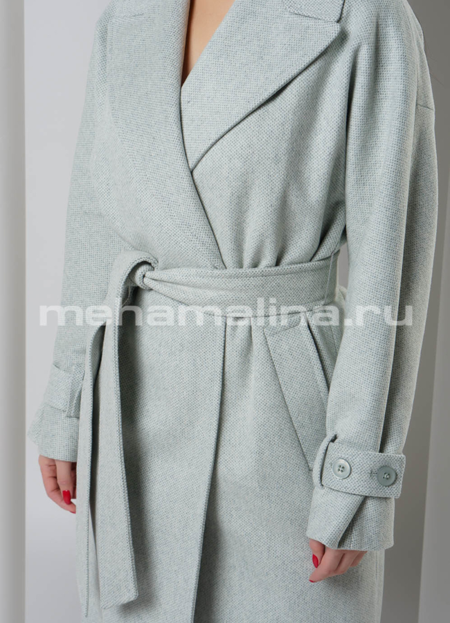 Длинное пальто с английским воротником  модель № 2699 универмаг малина