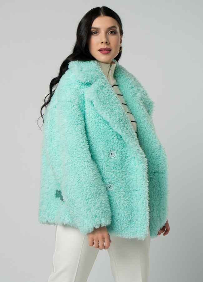 Куртка из эко меха в голубом цвете модель № 21997 универмаг малина