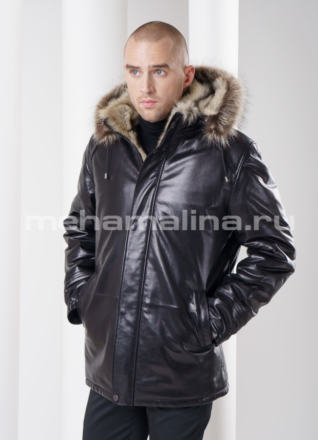 Дубленка на волке со съемным капюшоном модель № DM-83 в рассрочку