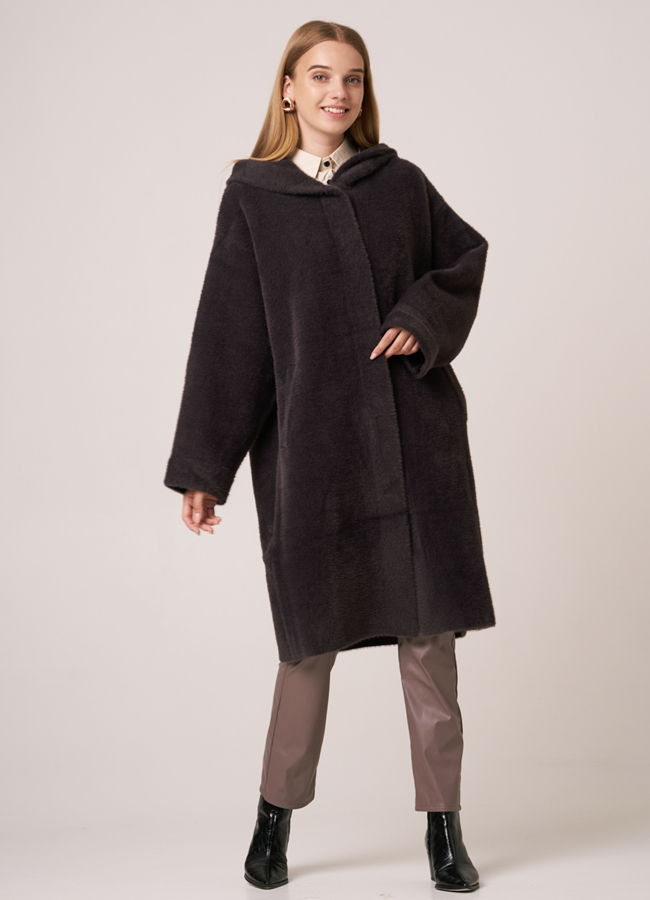 фото Пальто прямое с капюшоном модель № 9833