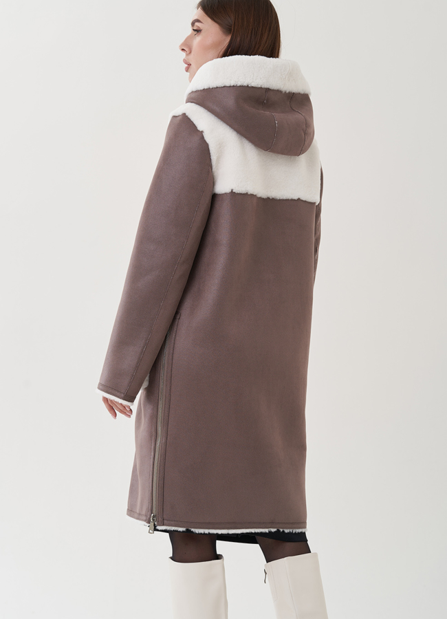 Двухсторонняя дубленка в цвете мокко модель № 25404 универмаг малина