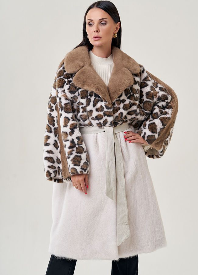 Длинная шуба оверсайз из скандинавской норки модель № 78739 универмаг малина