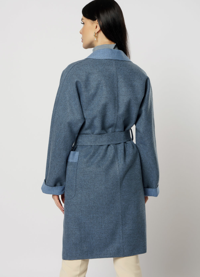 Пальто женское синего цвета модель № 19607 универмаг малина