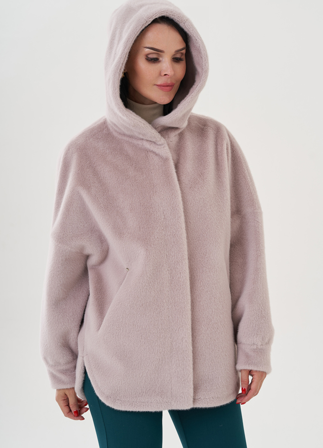Женское полупальто с капюшоном  модель № 24723 универмаг малина