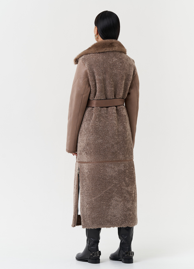 Дубленка из эко кожи с отделкой эко мехом модель № 27783 универмаг малина