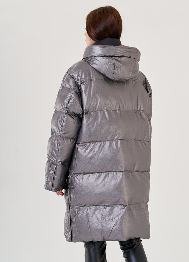 Пуховик оверсайз из искусственной кожи Malina Siberian модель № 79212 в кредит