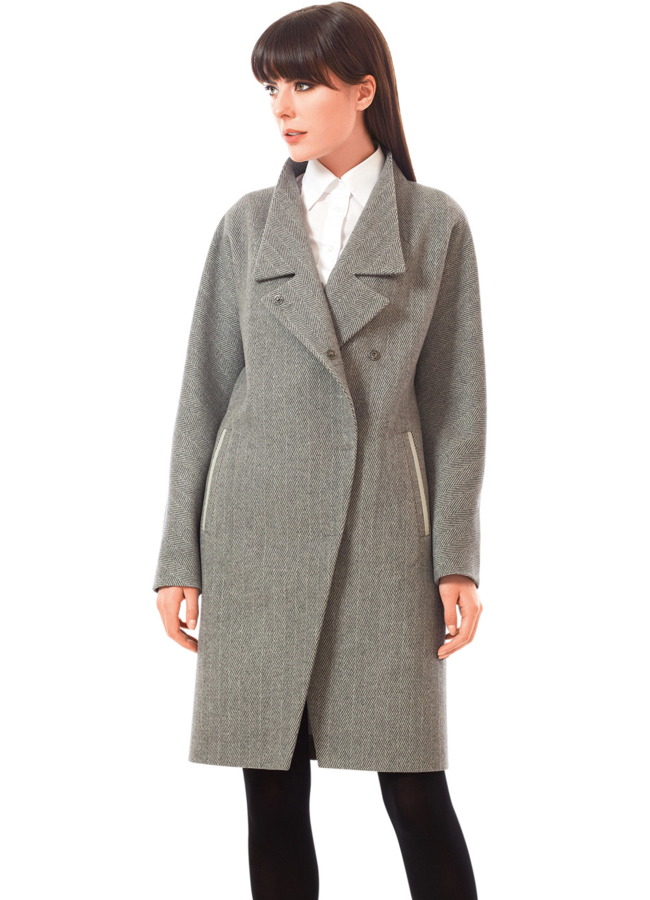 Пальто прямое модель № BP-83 меха малина