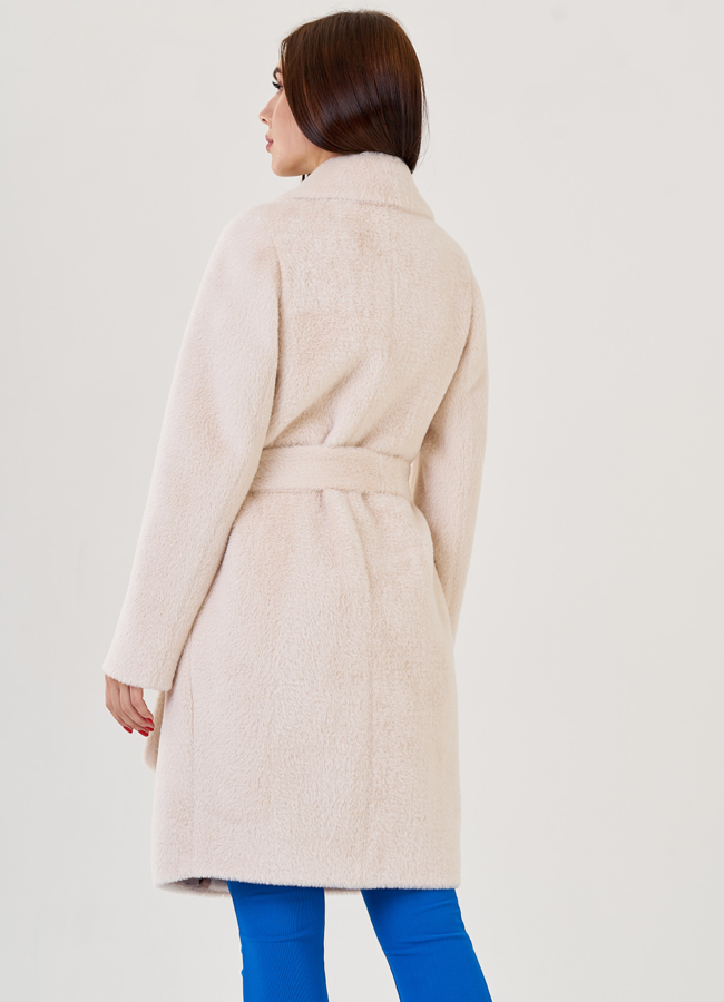 Светлое демисезонное пальто  модель № 79165 в кредит