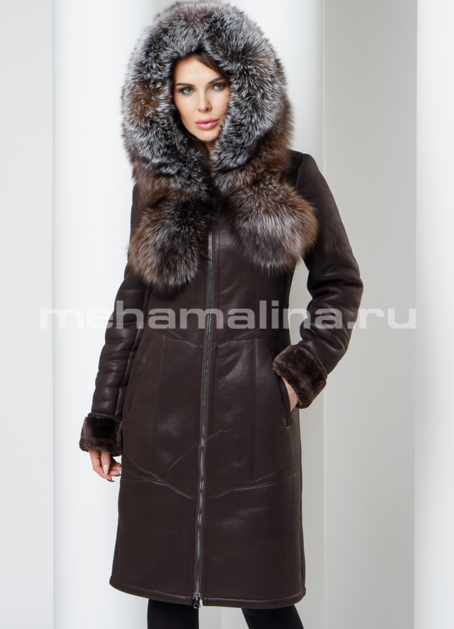 фото Дубленка с капюшоном модель № D-192