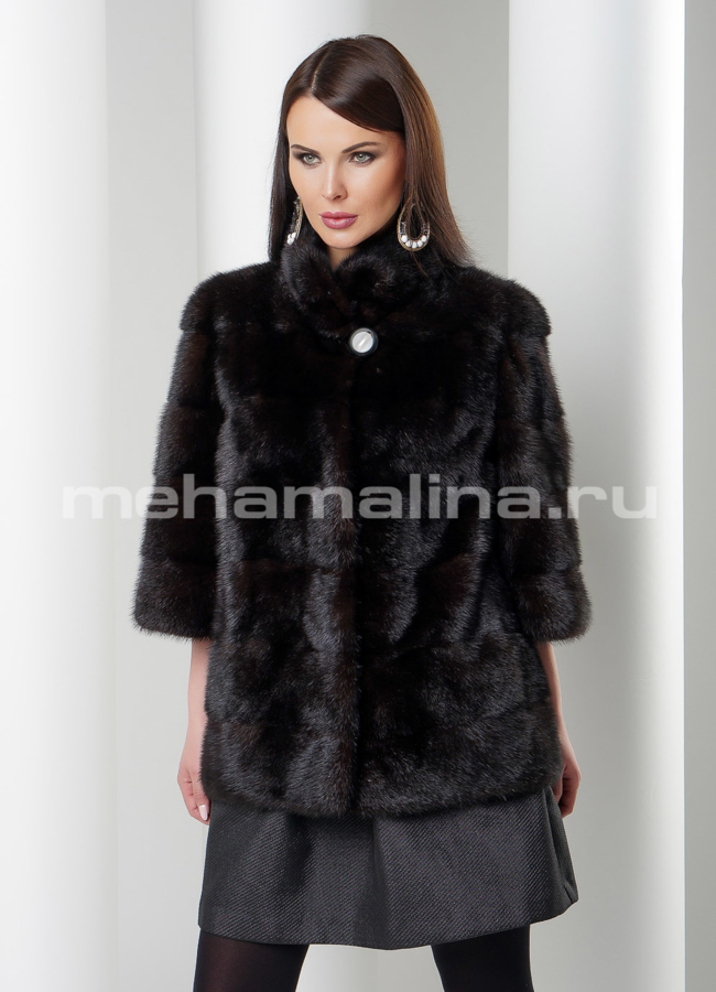 Шуба норка модель № S-531 меха малина