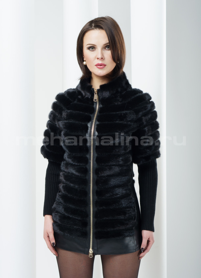 фото Меховой жакет из норки на молнии модель № M-30