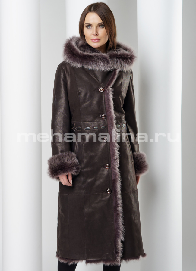 Дубленка на пуговицах модель № D-188 универмаг малина