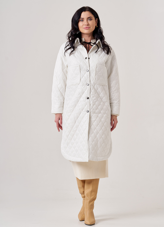 Пальто-рубашка белого цвета модель № 37 в рассрочку