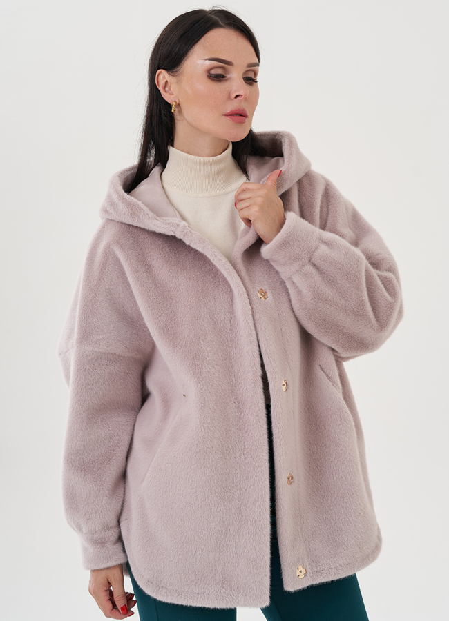 Женское полупальто с капюшоном  модель № 24723 универмаг малина