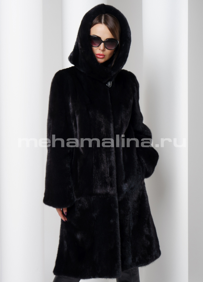 фото Шуба из скандинавской норки в цвете графит модель № S-515