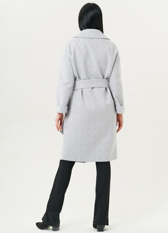 Светлое женское пальто с английским воротником модель № 22422 в кредит