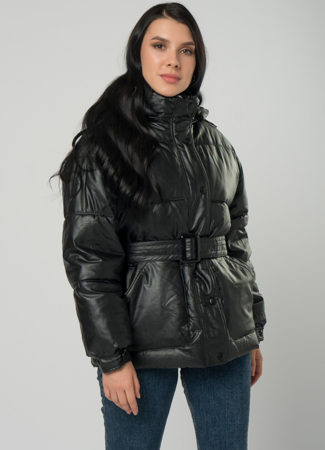 Теплая куртка из искусственной кожи модель № 73426 универмаг малина