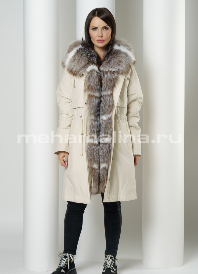 фото Парка на молнии с капюшоном с мехом модель № 991