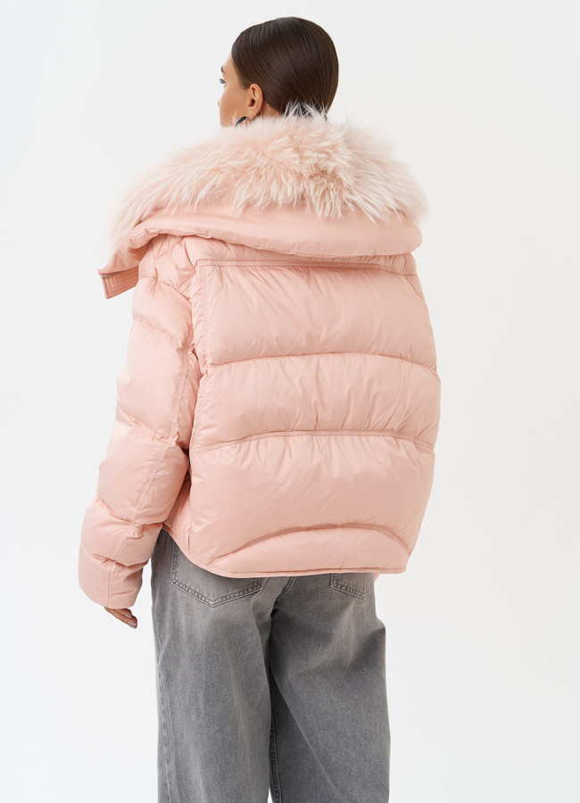 Оверсайз куртка с мехом песца модель № 28575 универмаг малина