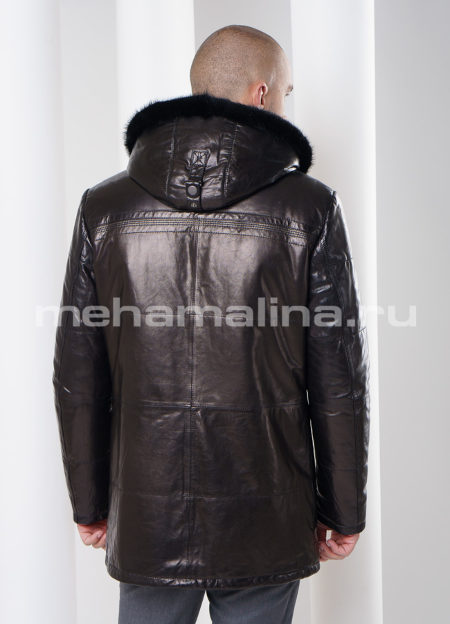 Дубленка мужская с капюшоном из норки модель № DM-71 в кредит