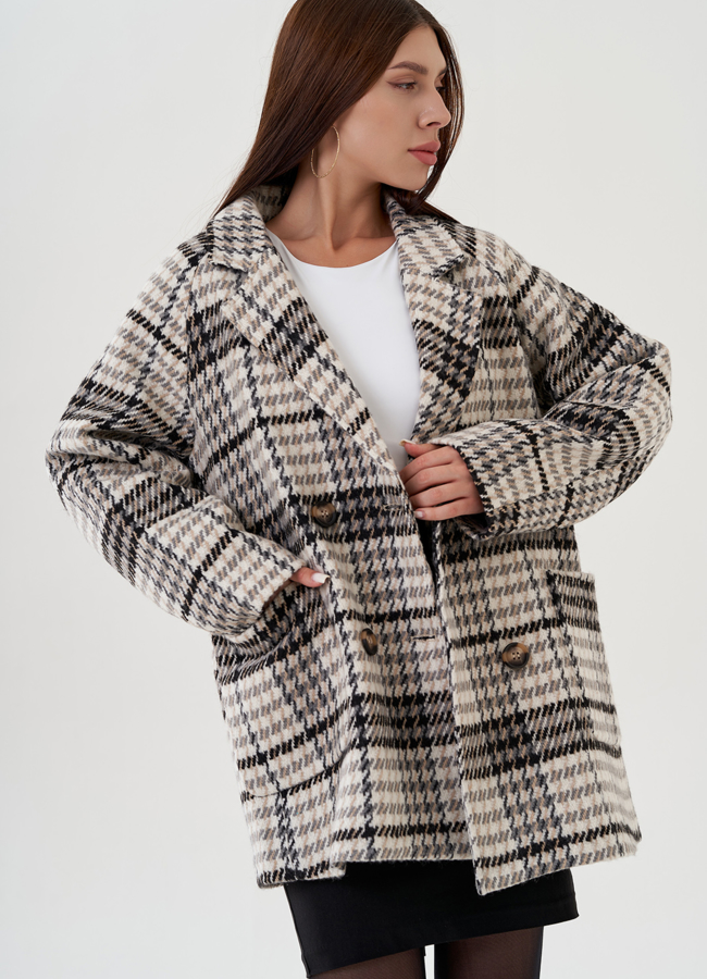 Укороченное двубортное пальто модель № 81425 универмаг малина