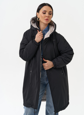 Женская удлиненная куртка с капюшоном