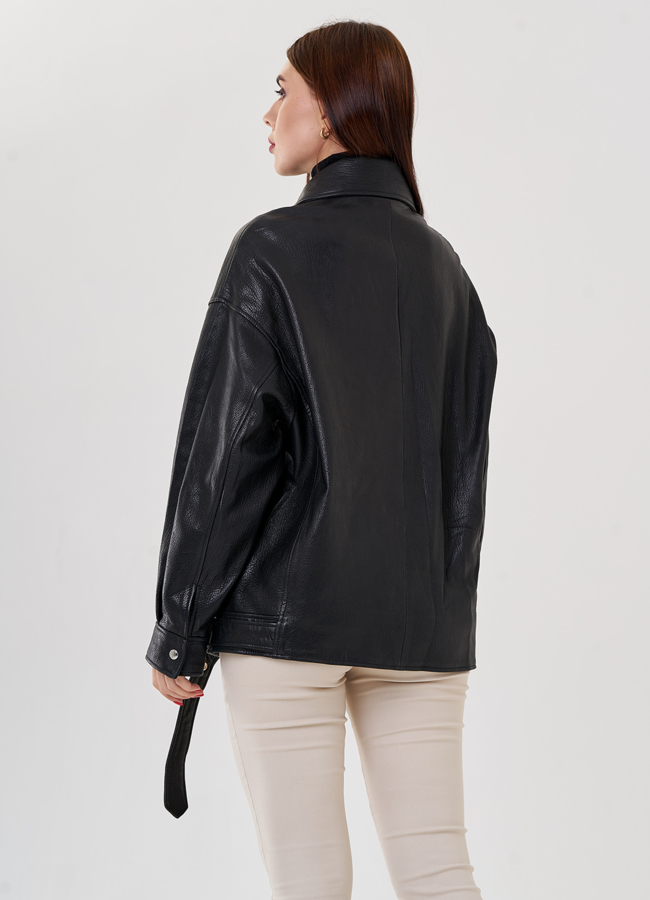 Косуха оверсайз из натуральной кожи модель № 79084 в кредит