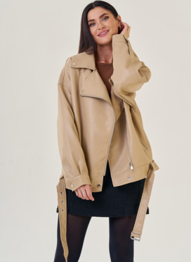 Женская куртка оверсайз из эко кожи