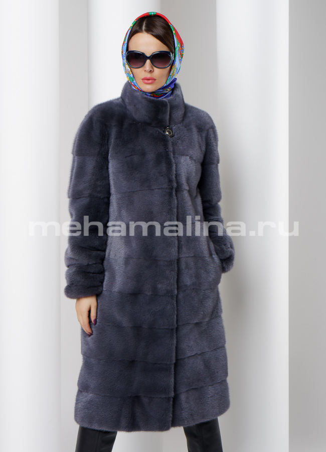 Шуба из скандинавской норки  модель № S-511 меха малина