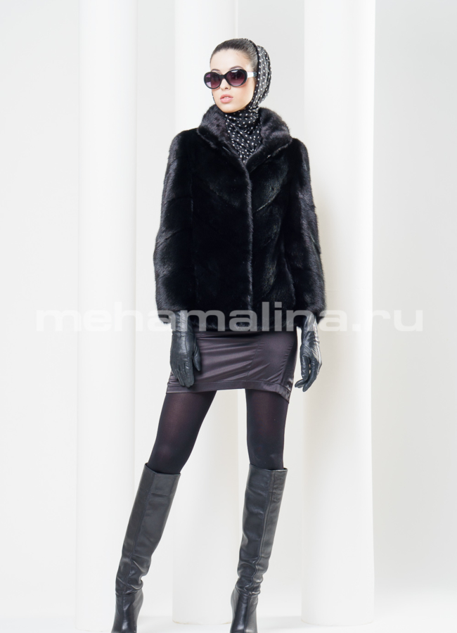Шуба из меха норки, короткая модель № S-336 в рассрочку
