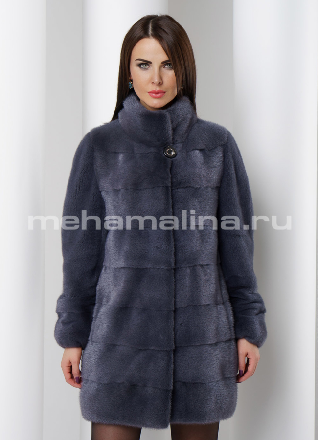 Шуба из скандинавской норки модель № S-507 меха малина