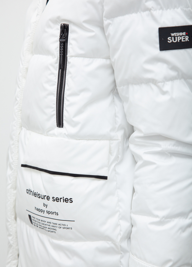 Пуховик женский белого цвета с капюшоном модель № 21027 универмаг малина