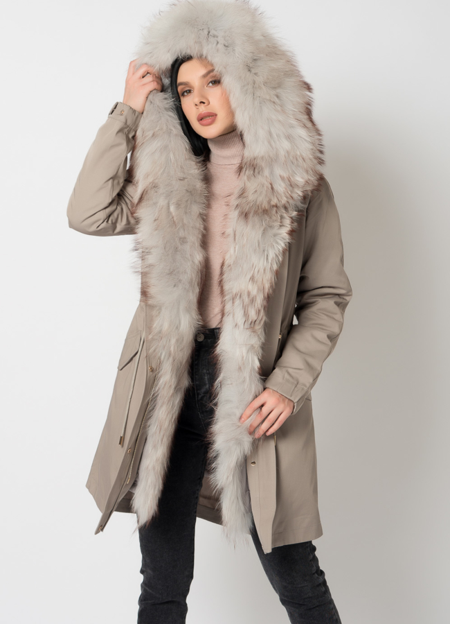 Женская парка с енотом модель № 18066 универмаг малина