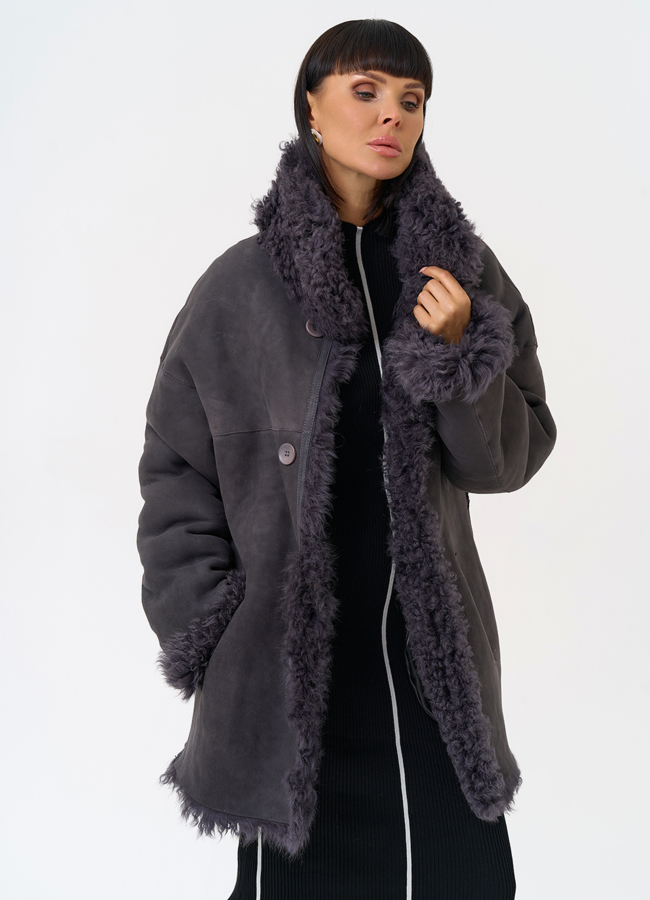 Женская двухсторонняя дубленка с декоративным поясом модель № 31617 универмаг малина Женская двухсторонняя дубленка с декоративным поясом модель № 31617 универмаг малина