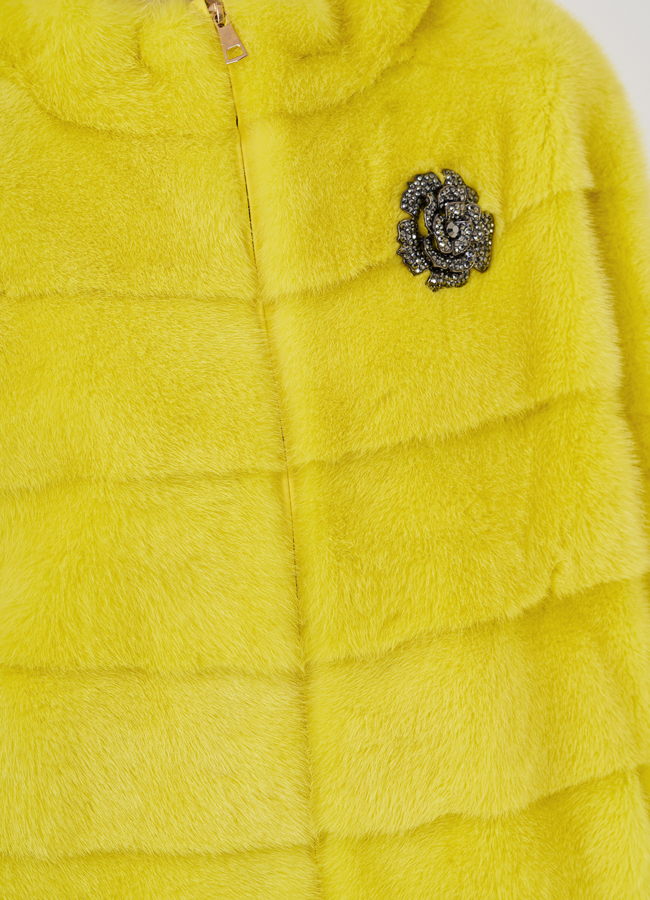 Курка из норки желтого цвета модель № 23112 в рассрочку Курка из норки желтого цвета модель № 23112 в рассрочку