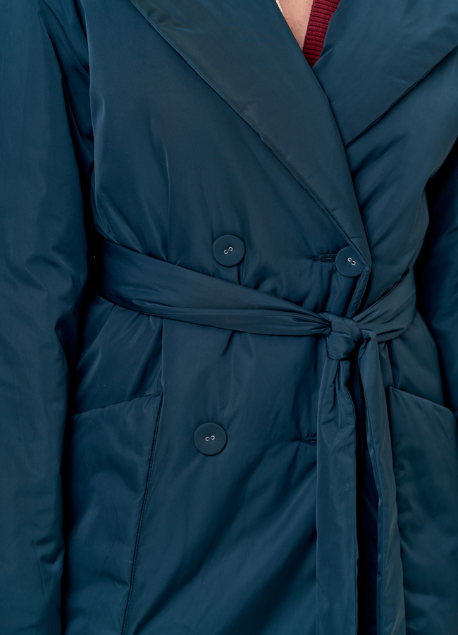 Полупальто двубортное зеленого цвета модель № 21157 универмаг малина