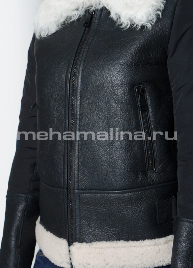 Кожаная куртка модель № K-443 универмаг малина