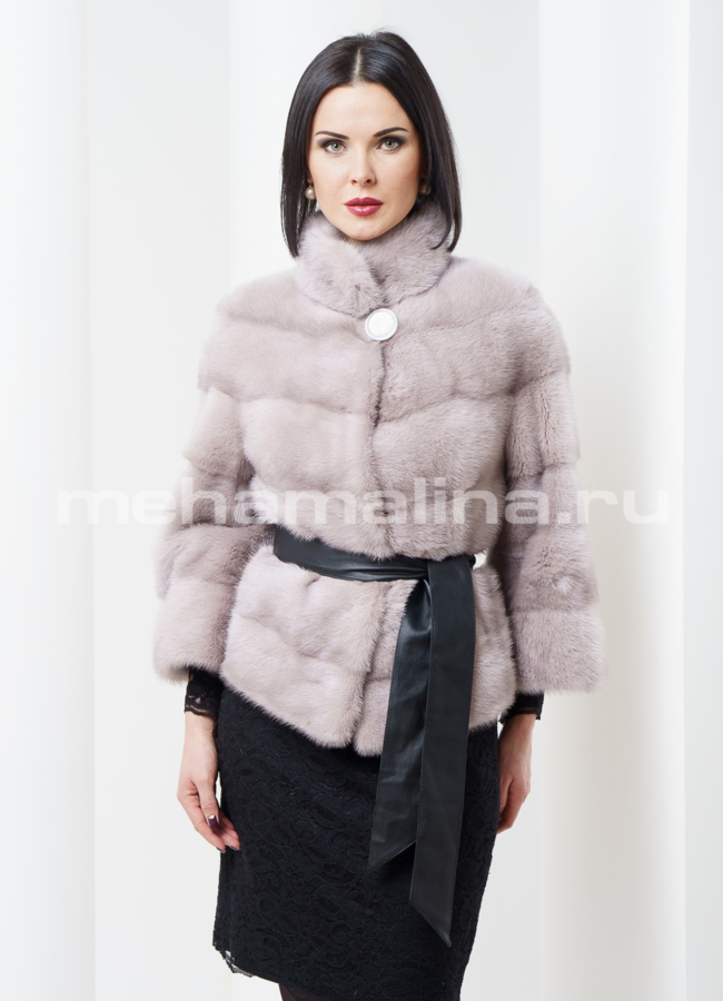 Шуба из норки укороченная модель № S-346 меха малина