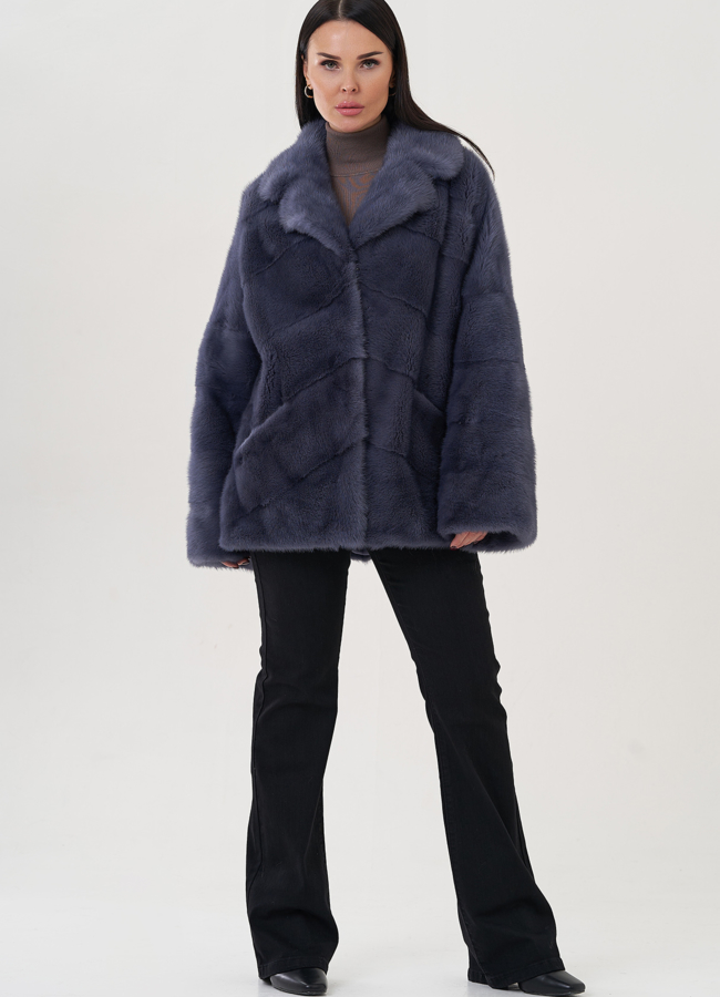 фото Шуба из норки с английским воротником  модель № 81030