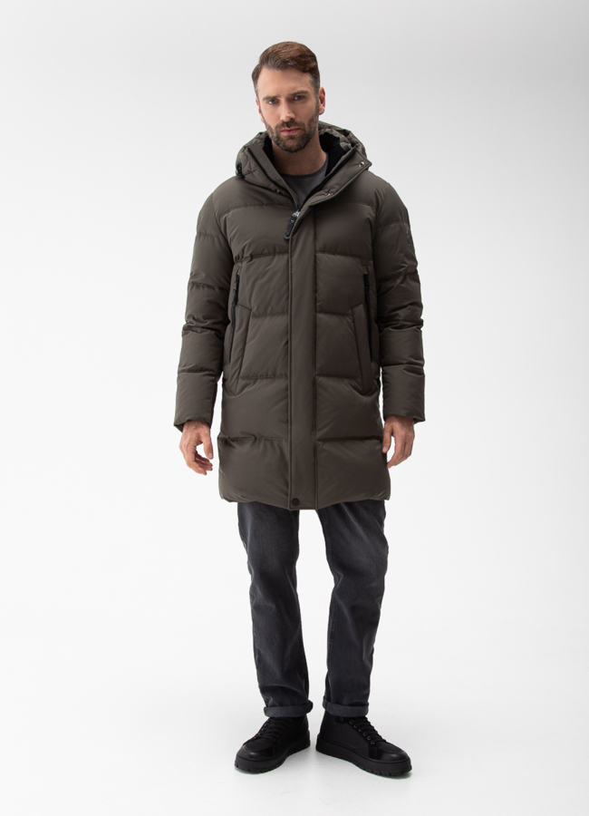 Мужской пуховик с капюшоном  модель № 28405 в кредит