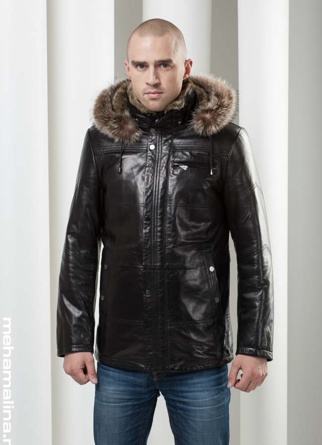 Дубленка на волке с капюшоном модель № DM-46 в рассрочку