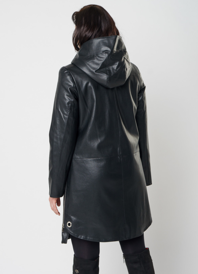 Пальто женское из эко кожи черного цвета модель № 18249 универмаг малина