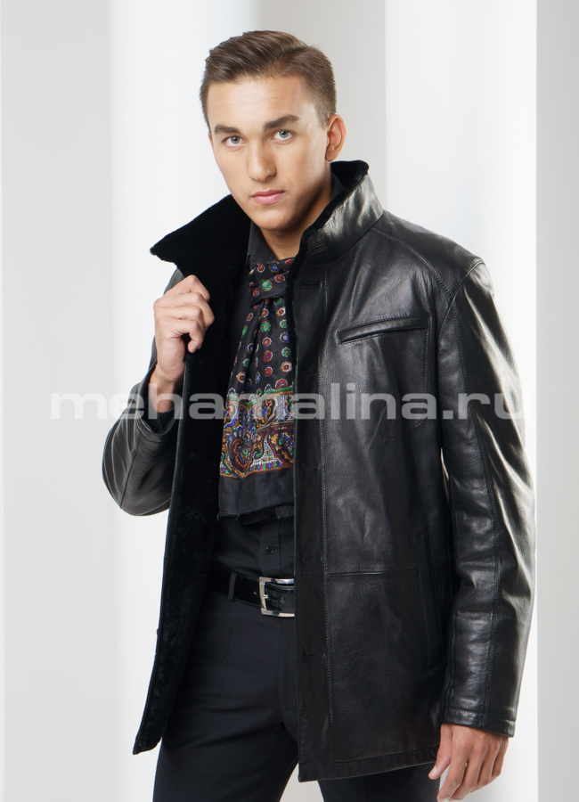 Дубленка черного цвета модель № DM-102 универмаг малина