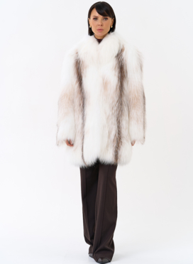 Белая шуба из лисы